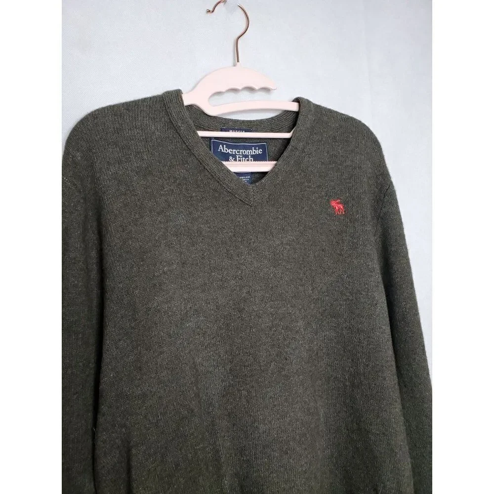 Abercrombie & Fitch Vintage Men's Muscle Fit Wool V Neck Y2K Sweater